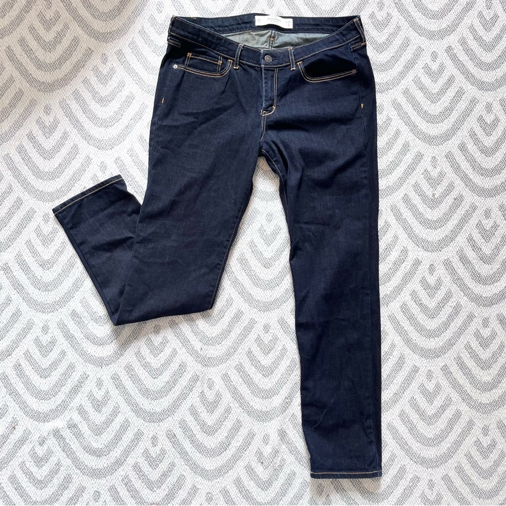 ABERCROMBIE & FITCH Women’s Straight Leg Dark Wash Blue Denim Jeans 10 Short